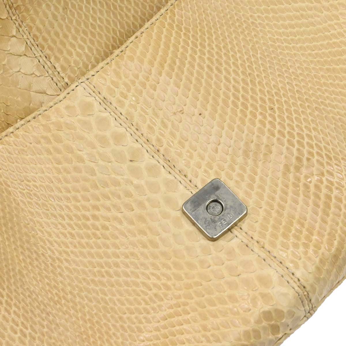 Fendi * Beige Python Baguette Handbag