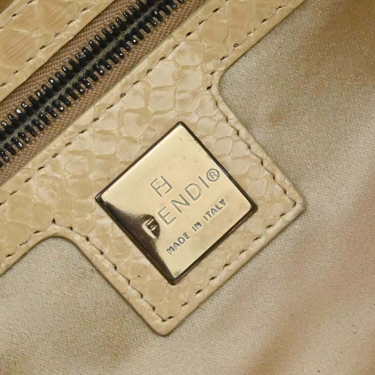 Fendi * Beige Python Baguette Handbag