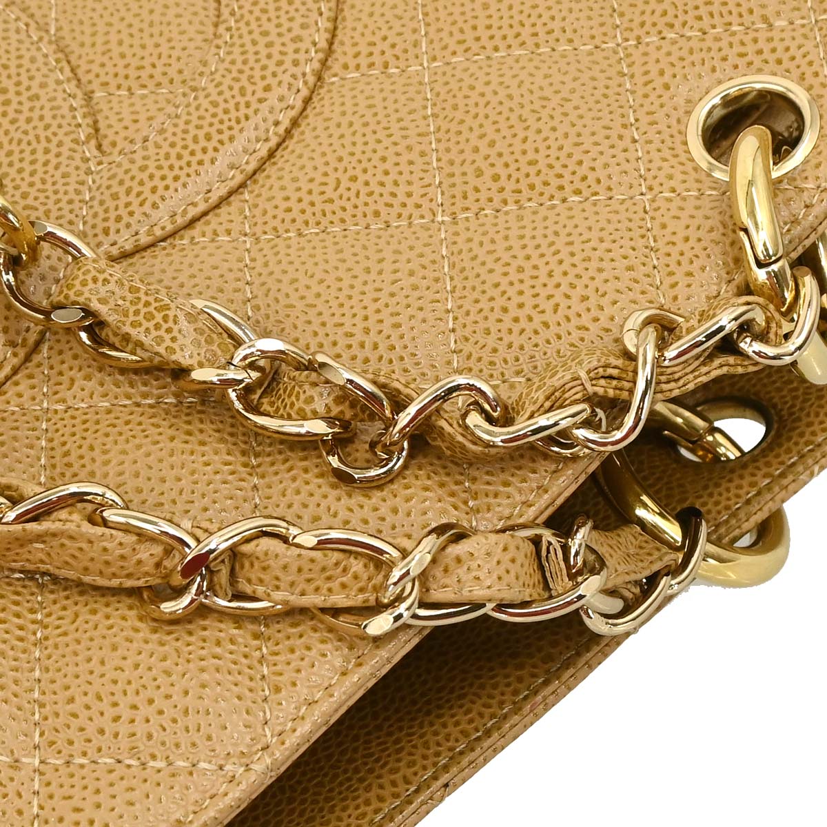 Chanel Beige Caviar Skin Grand Shopping Tote GST Chain Handbag