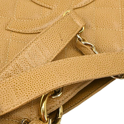 Chanel Beige Caviar Skin Grand Shopping Tote GST Chain Handbag