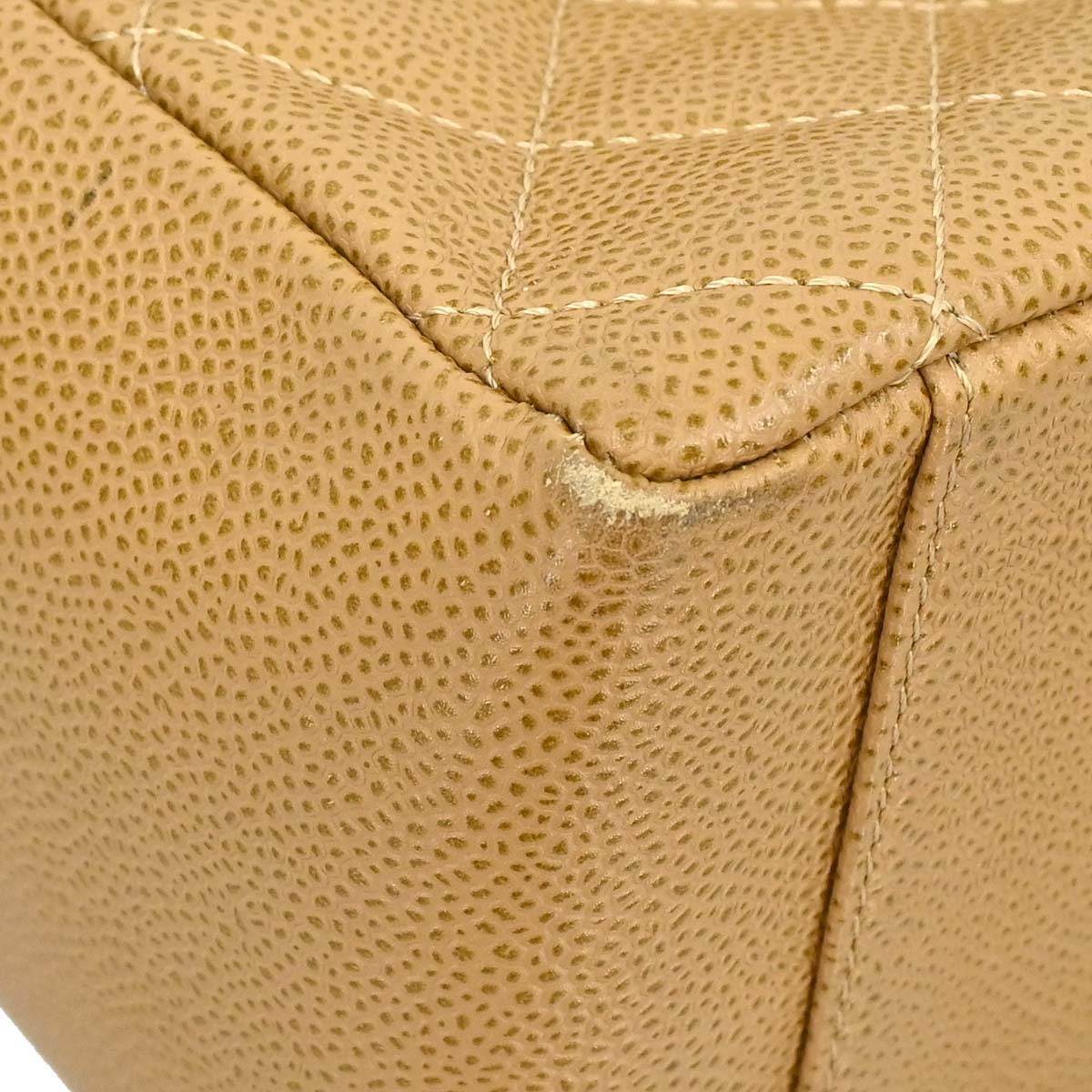 Chanel Beige Caviar Skin Grand Shopping Tote GST Chain Handbag