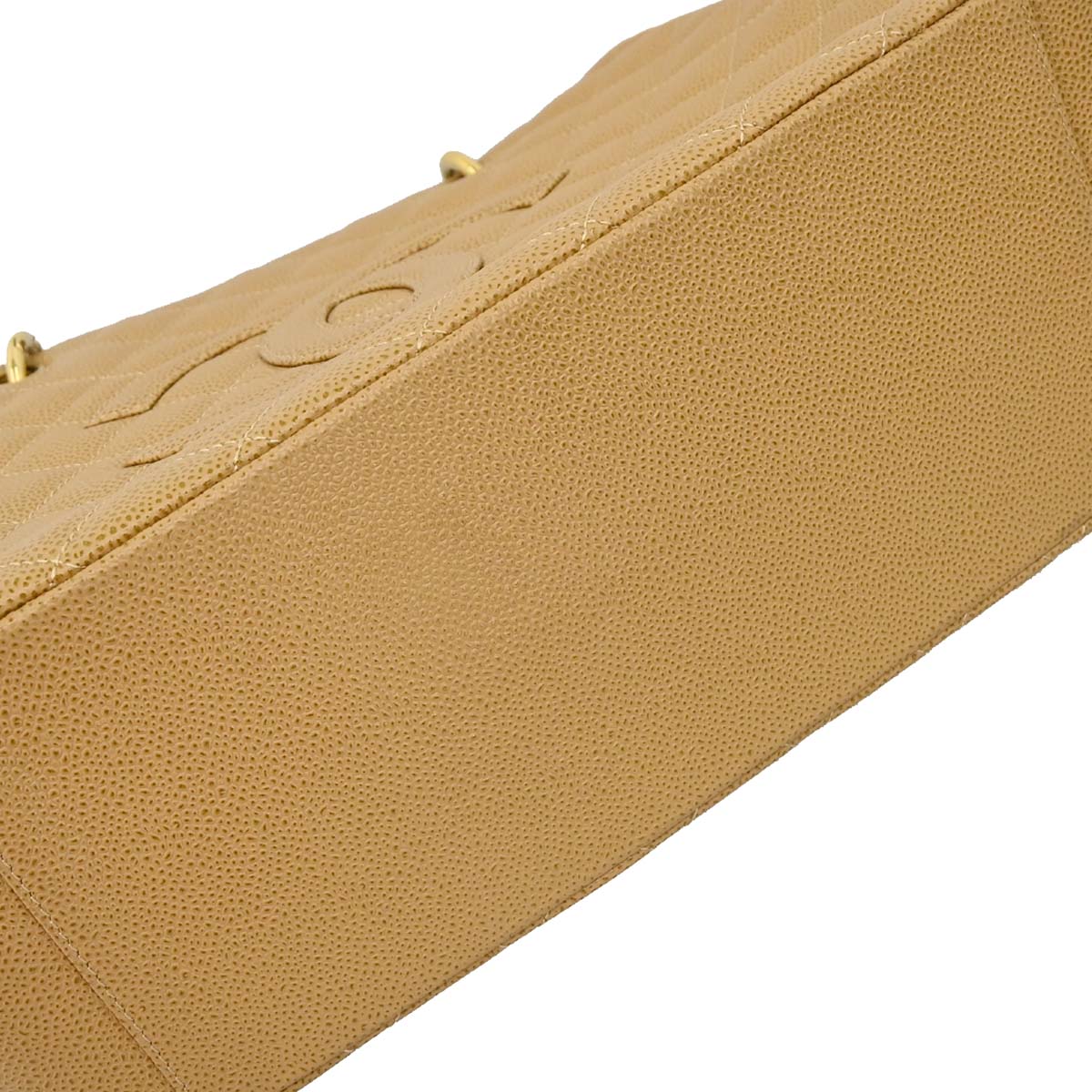 Chanel Beige Caviar Skin Grand Shopping Tote GST Chain Handbag