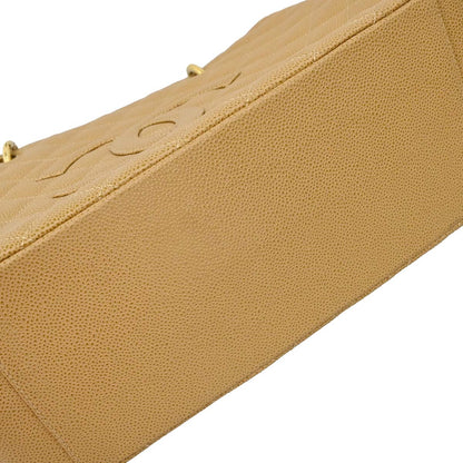 Chanel Beige Caviar Skin Grand Shopping Tote GST Chain Handbag
