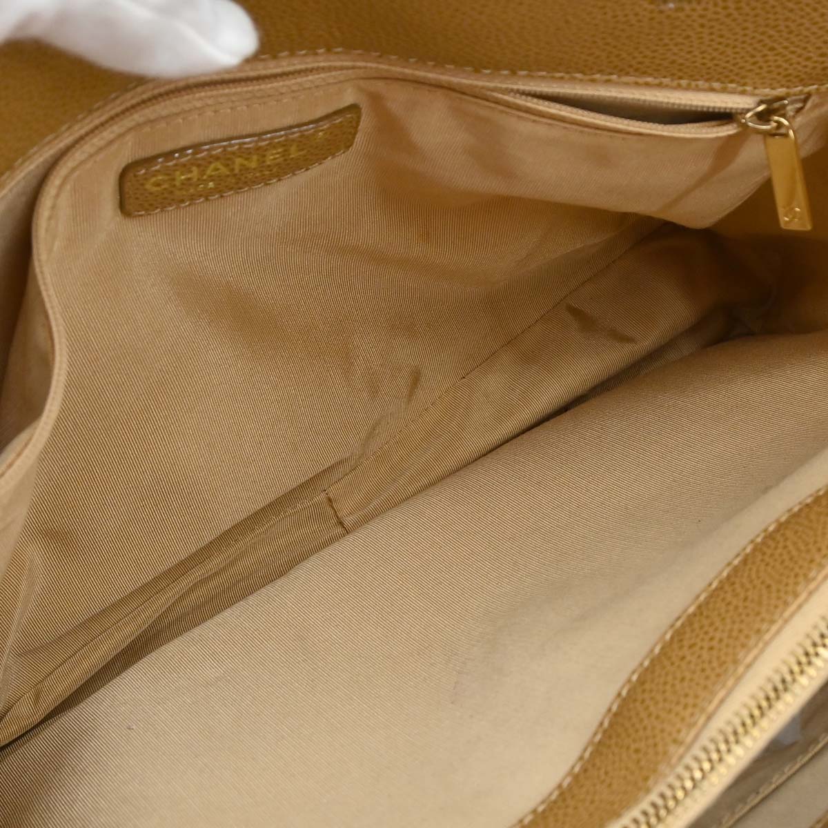 Chanel Beige Caviar Skin Grand Shopping Tote GST Chain Handbag