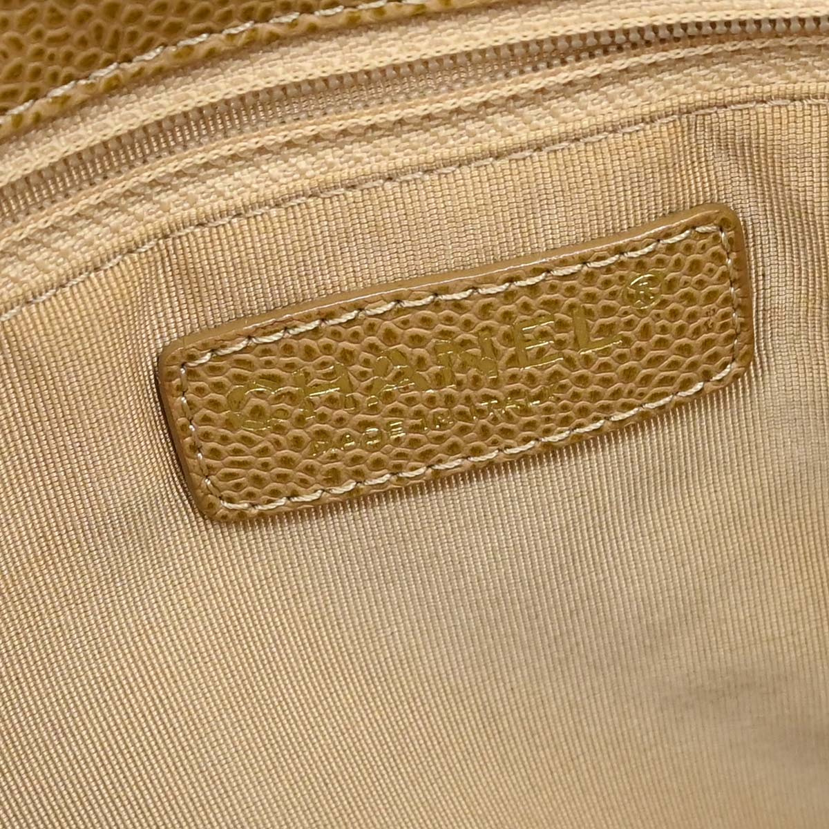 Chanel Beige Caviar Skin Grand Shopping Tote GST Chain Handbag
