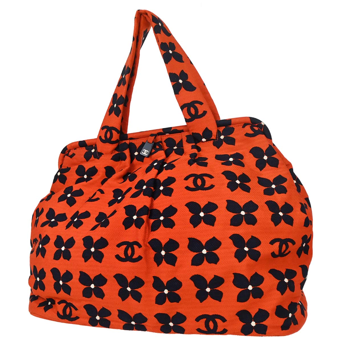 Chanel Red Canvas Flower Tote Handbag