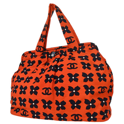 Chanel Red Canvas Flower Tote Handbag