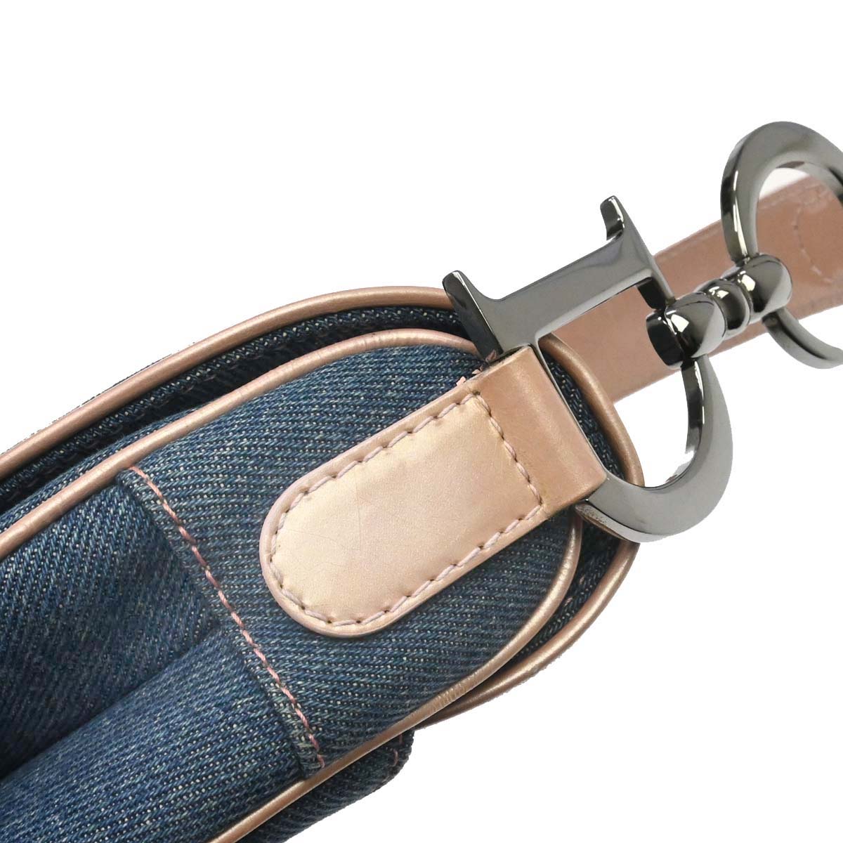 Christian Dior Blue Pink Denim Saddle Handbag