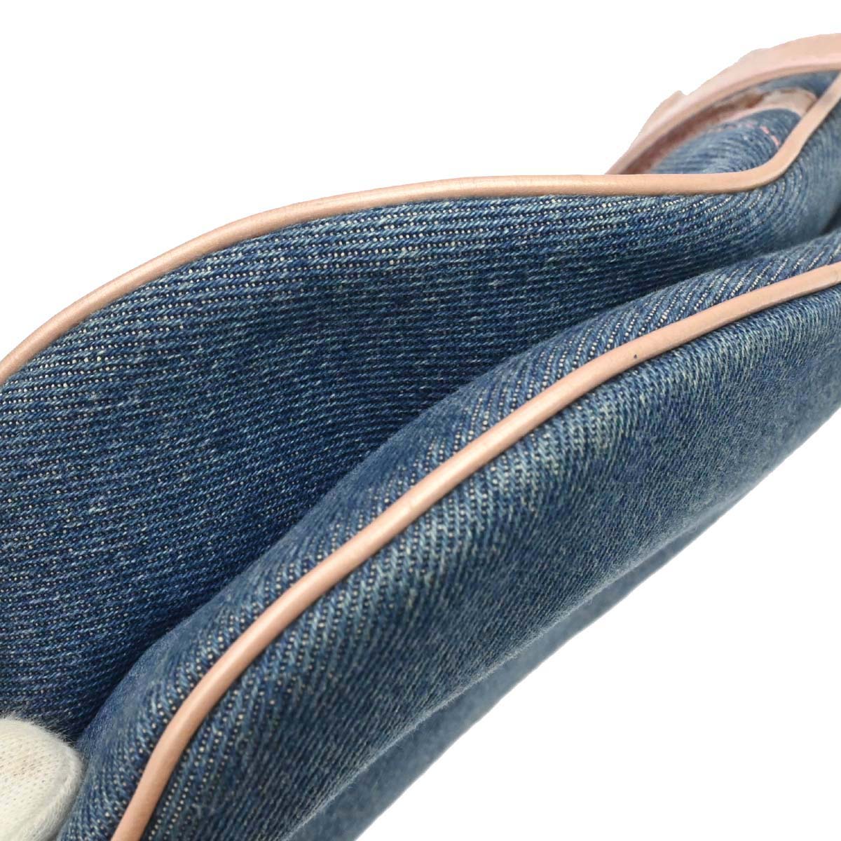 Christian Dior Blue Pink Denim Saddle Handbag