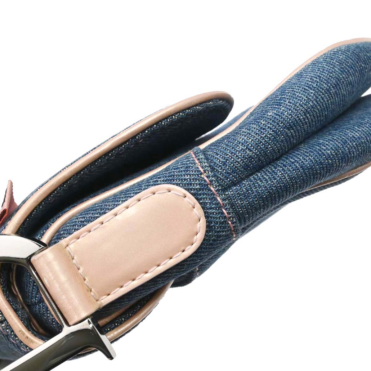 Christian Dior Blue Pink Denim Saddle Handbag