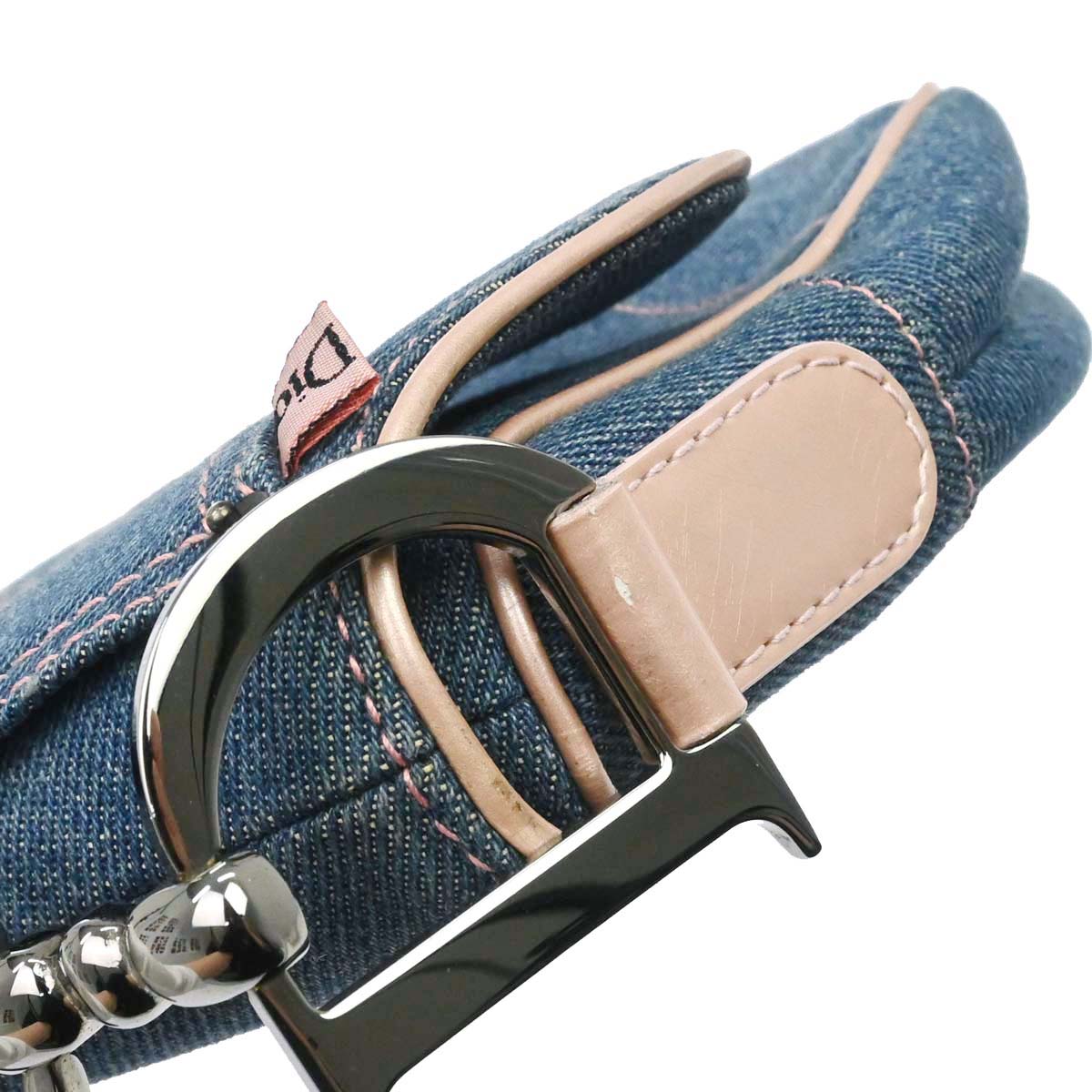 Christian Dior Blue Pink Denim Saddle Handbag