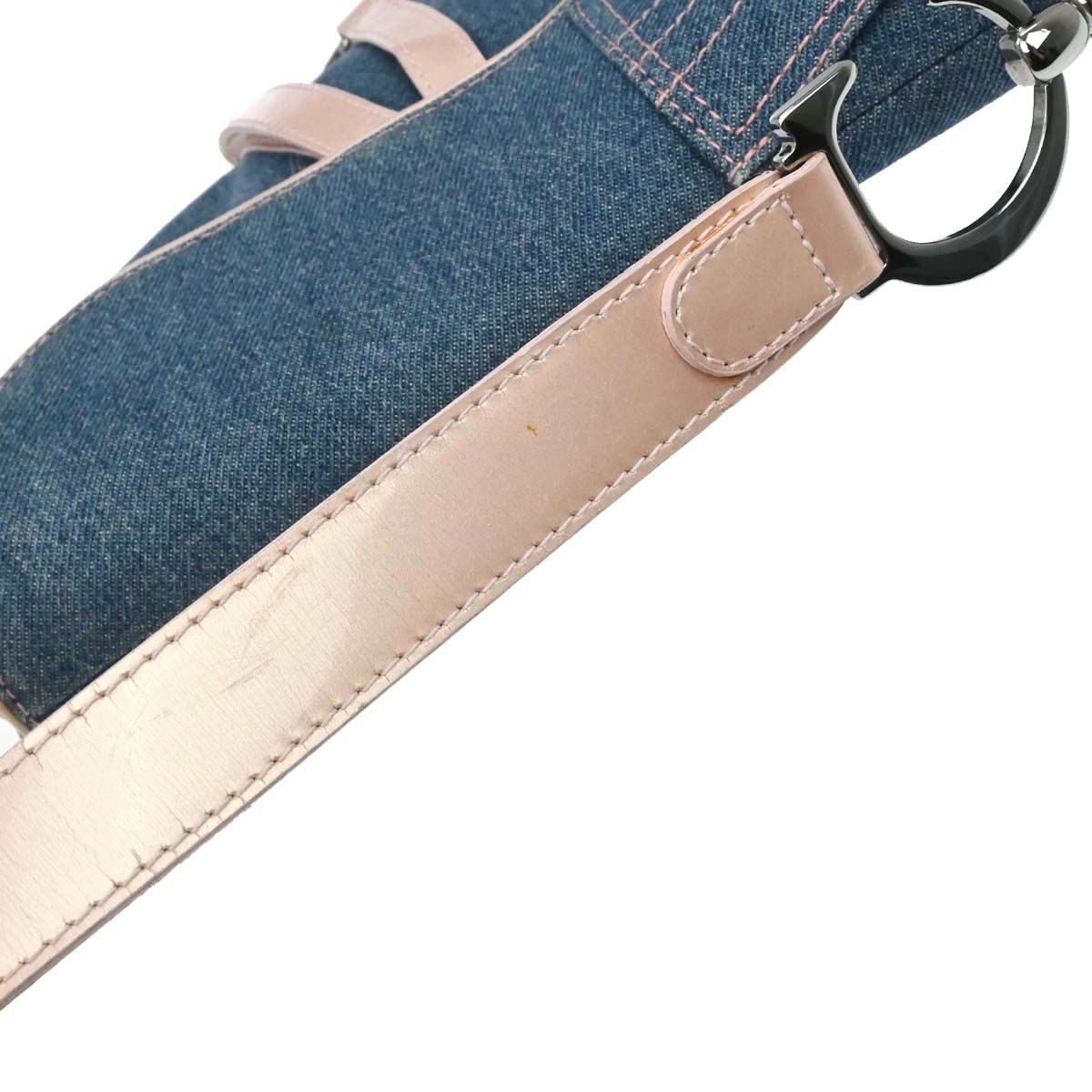 Christian Dior Blue Pink Denim Saddle Handbag