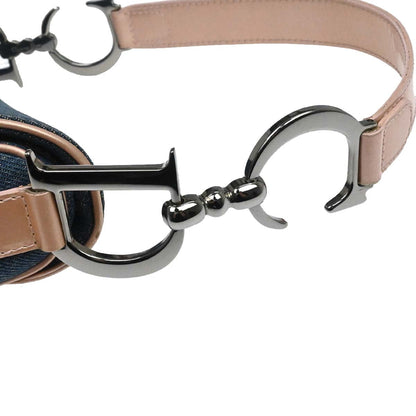 Christian Dior Blue Pink Denim Saddle Handbag