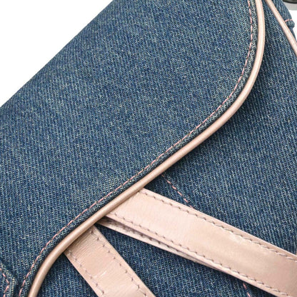 Christian Dior Blue Pink Denim Saddle Handbag