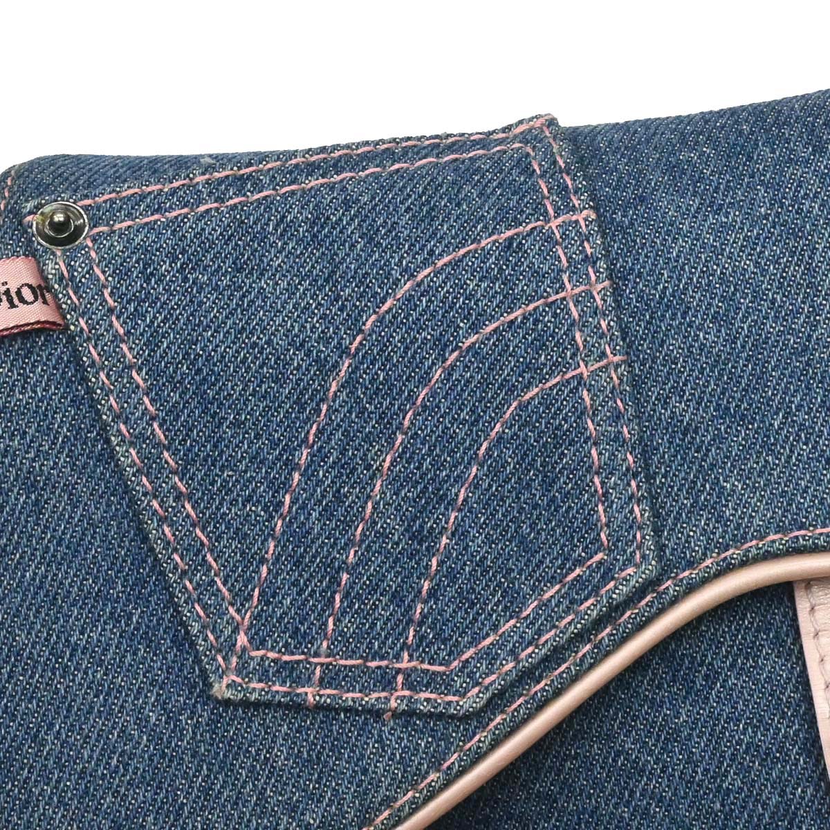 Christian Dior Blue Pink Denim Saddle Handbag