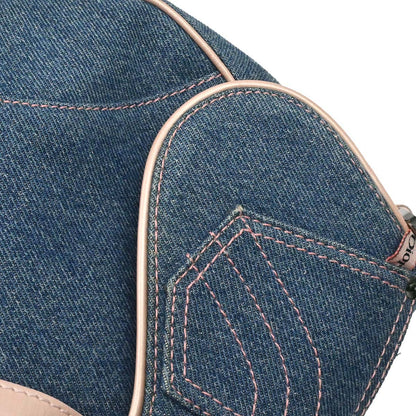 Christian Dior Blue Pink Denim Saddle Handbag