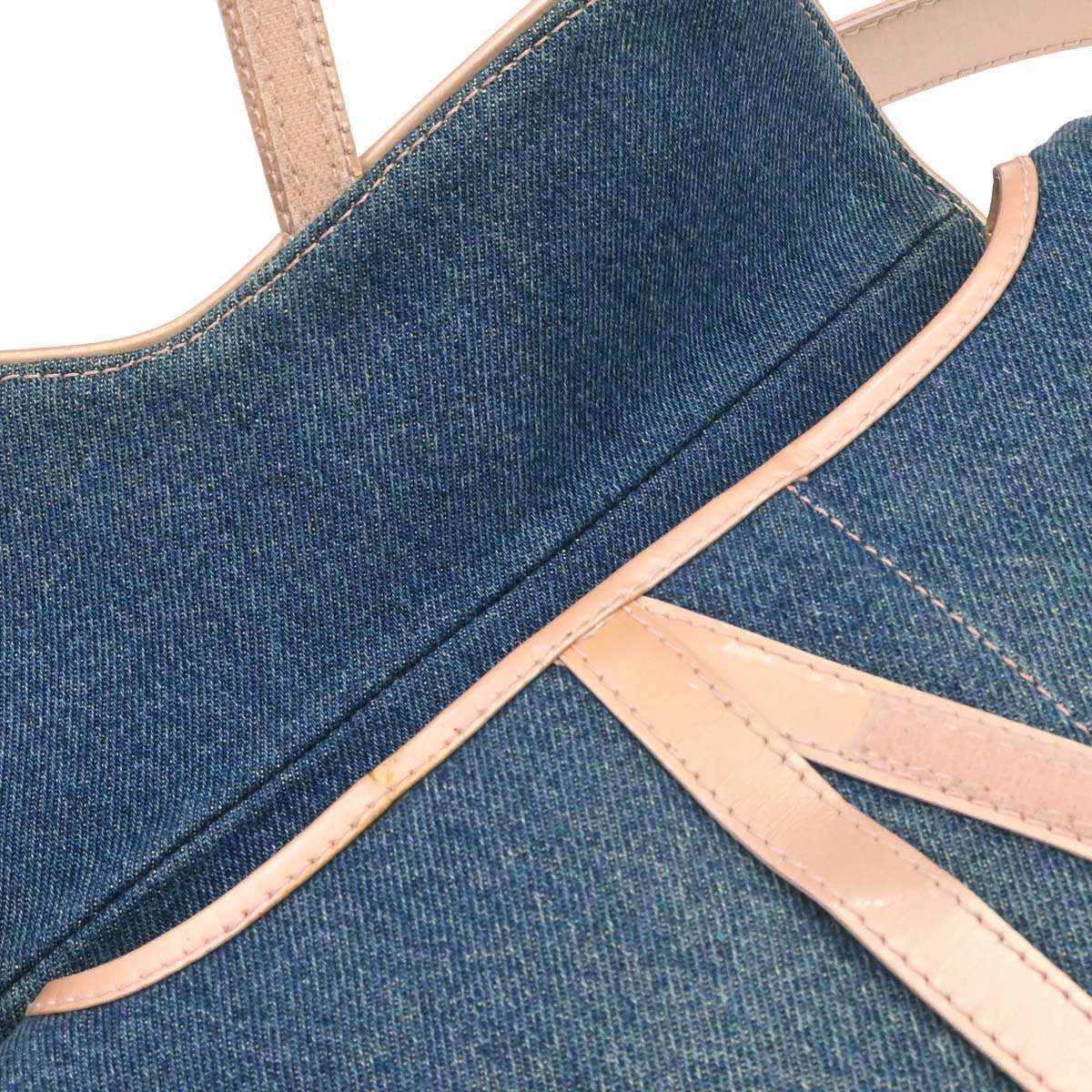 Christian Dior Blue Pink Denim Saddle Handbag