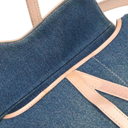 Christian Dior Blue Pink Denim Saddle Handbag