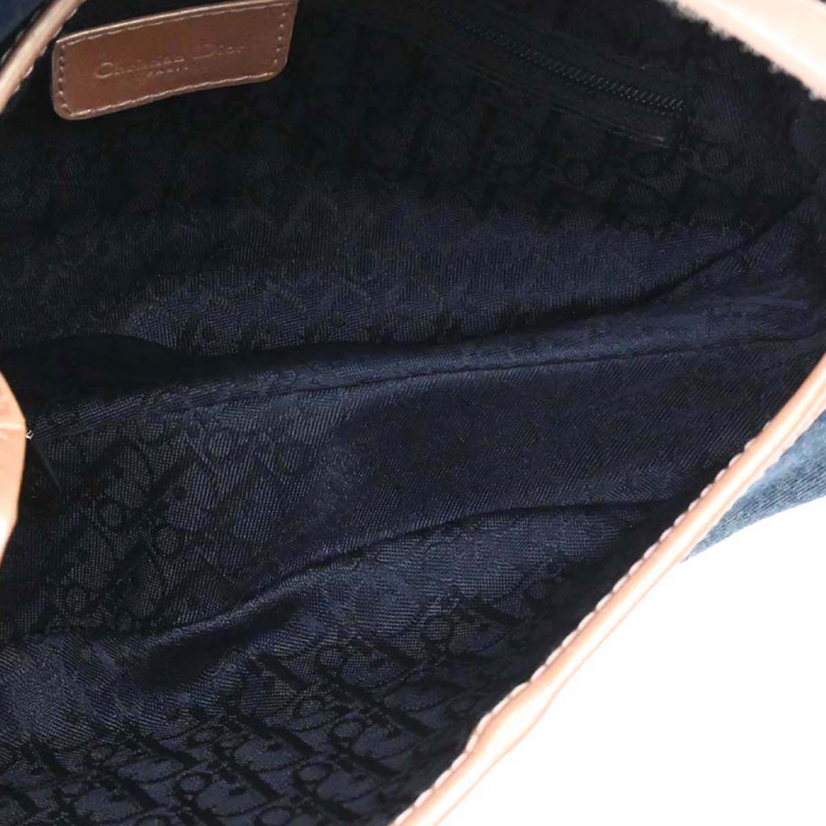 Christian Dior Blue Pink Denim Saddle Handbag