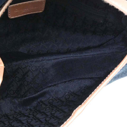 Christian Dior Blue Pink Denim Saddle Handbag