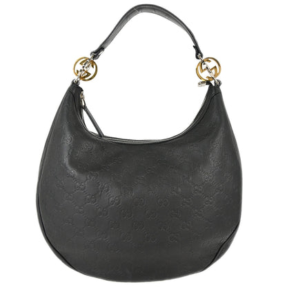 Gucci Black Leather GG Twins Guccissima Hobo Handbag