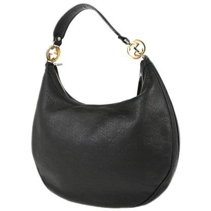 Gucci Black Leather GG Twins Guccissima Hobo Handbag
