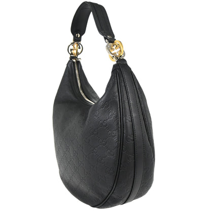 Gucci Black Leather GG Twins Guccissima Hobo Handbag