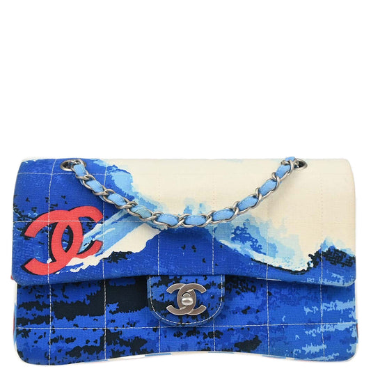Chanel * 2002-2003 Blue Canvas Surf Line Choco Bar Shoulder Bag