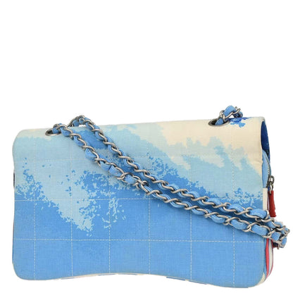 Chanel * 2002-2003 Blue Canvas Surf Line Choco Bar Shoulder Bag