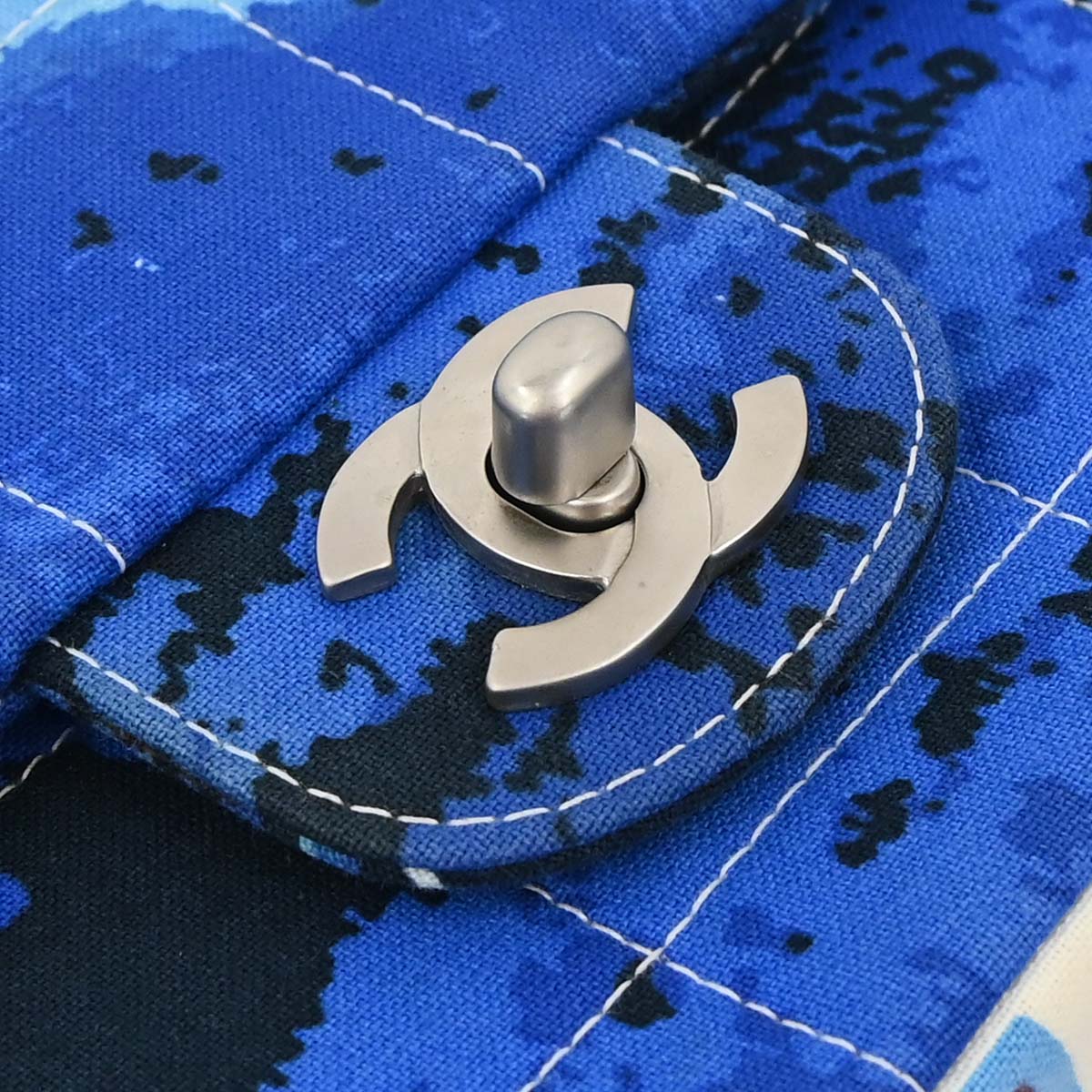 Chanel * 2002-2003 Blue Canvas Surf Line Choco Bar Shoulder Bag