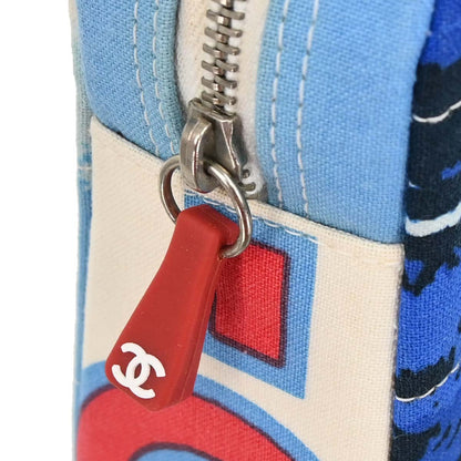 Chanel * 2002-2003 Blue Canvas Surf Line Choco Bar Shoulder Bag