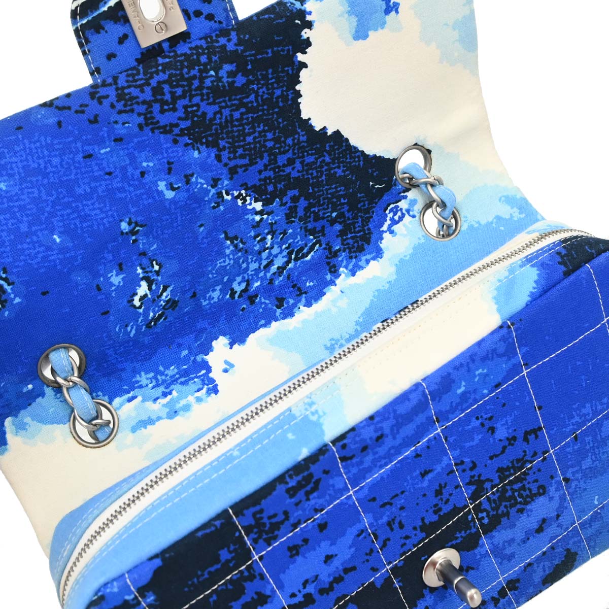 Chanel * 2002-2003 Blue Canvas Surf Line Choco Bar Shoulder Bag