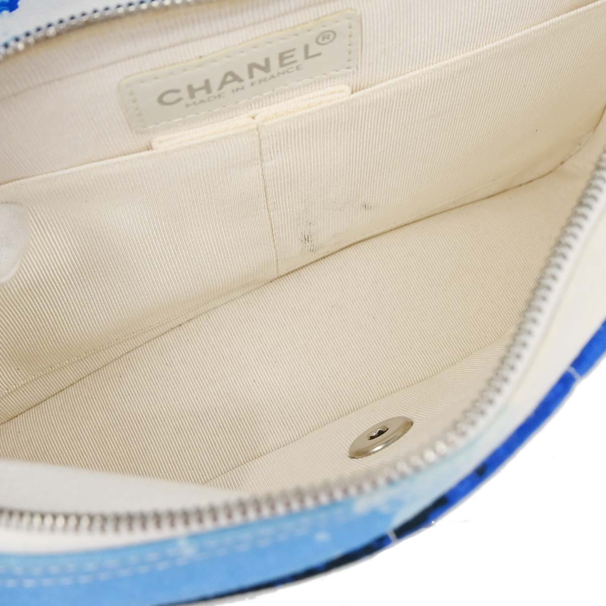 Chanel * 2002-2003 Blue Canvas Surf Line Choco Bar Shoulder Bag