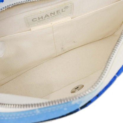 Chanel * 2002-2003 Blue Canvas Surf Line Choco Bar Shoulder Bag