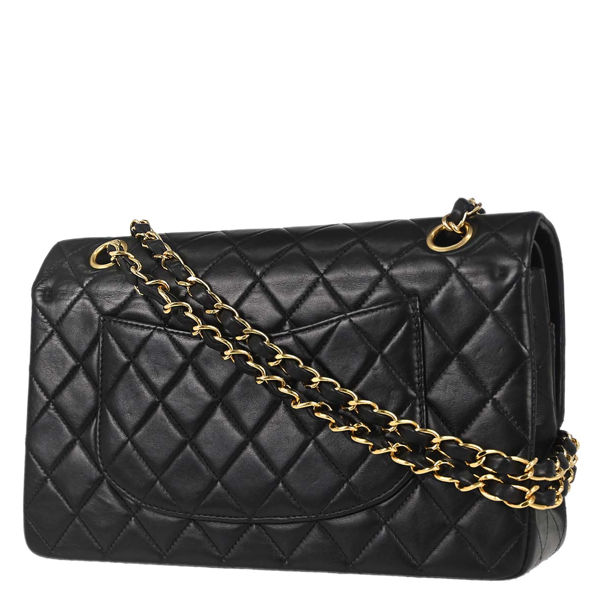 Chanel 2003-2004 Black Lambskin Medium Classic Double Flap Shoulder Bag
