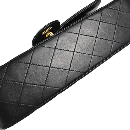 Chanel 2003-2004 Black Lambskin Medium Classic Double Flap Shoulder Bag
