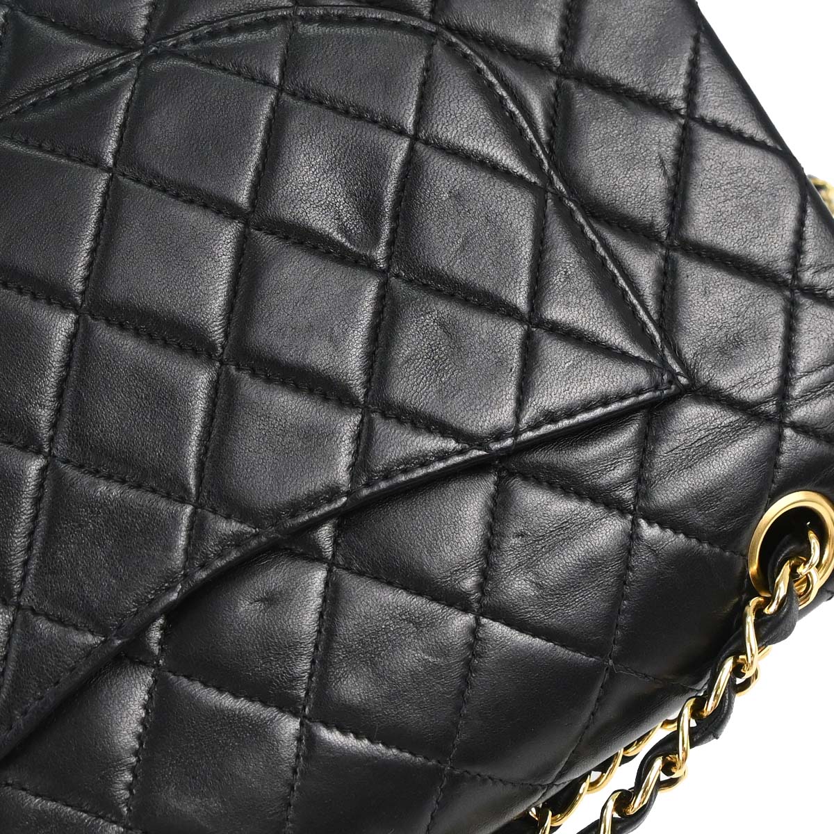 Chanel 2003-2004 Black Lambskin Medium Classic Double Flap Shoulder Bag