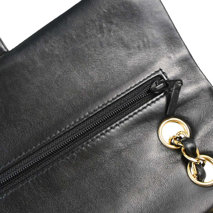 Chanel 2003-2004 Black Lambskin Medium Classic Double Flap Shoulder Bag
