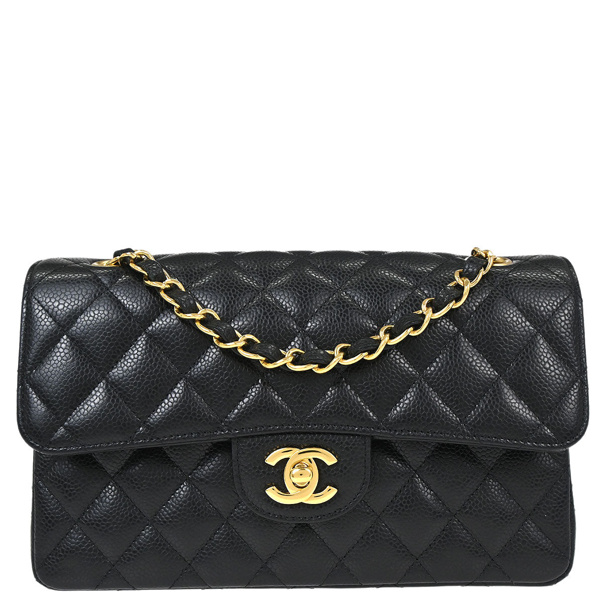 Chanel Black Caviar Skin Small Classic Double Flap Shoulder Bag