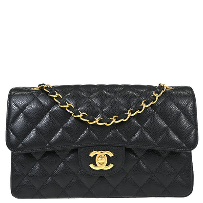Chanel Black Caviar Skin Small Classic Double Flap Shoulder Bag