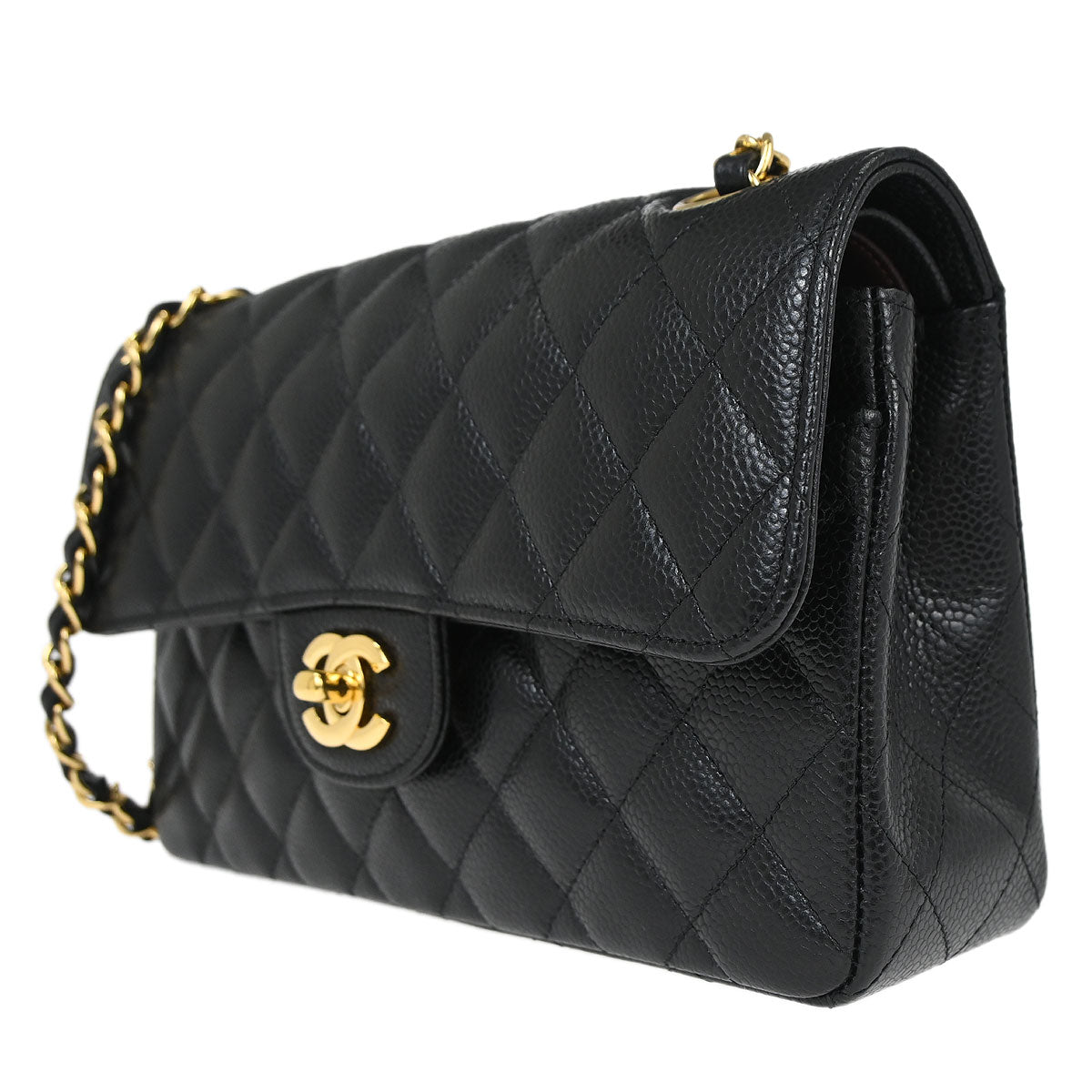 Chanel Black Caviar Skin Small Classic Double Flap Shoulder Bag