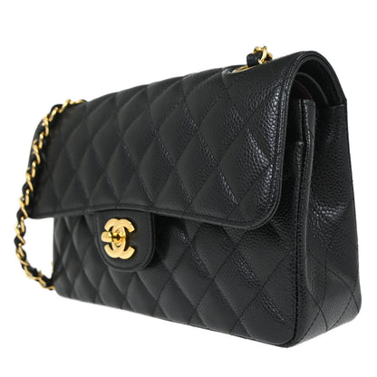 Chanel Black Caviar Skin Small Classic Double Flap Shoulder Bag