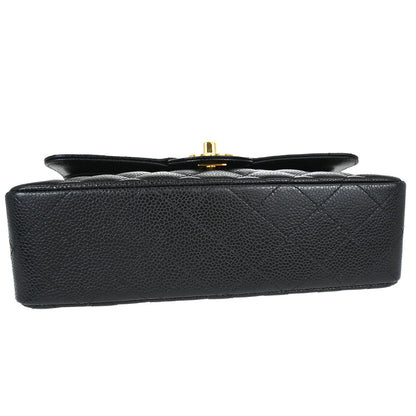 Chanel Black Caviar Skin Small Classic Double Flap Shoulder Bag