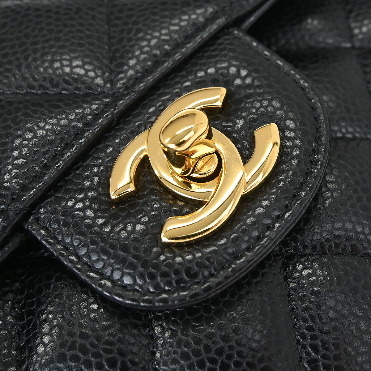 Chanel Black Caviar Skin Small Classic Double Flap Shoulder Bag
