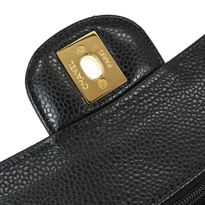 Chanel Black Caviar Skin Small Classic Double Flap Shoulder Bag