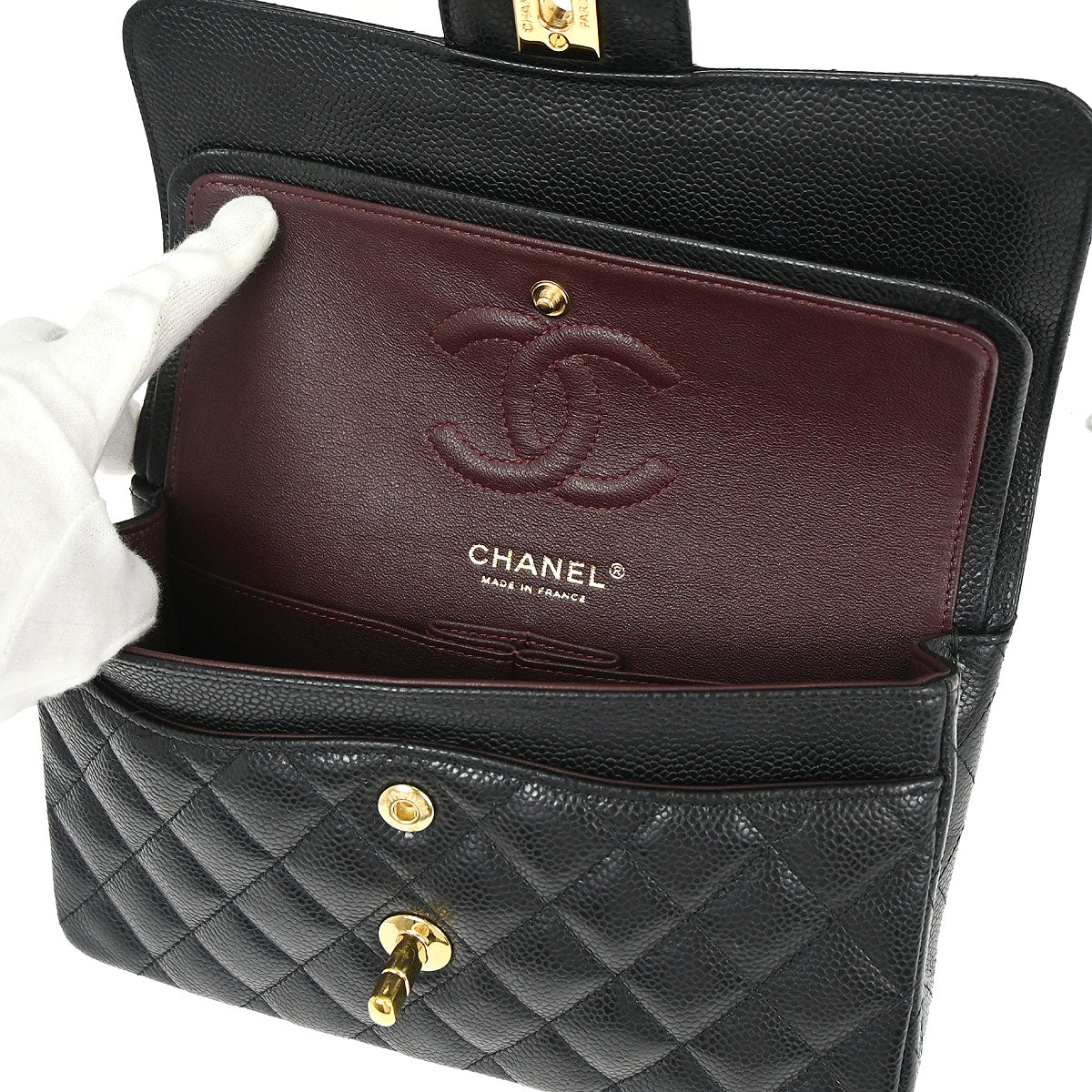 Chanel Black Caviar Skin Small Classic Double Flap Shoulder Bag