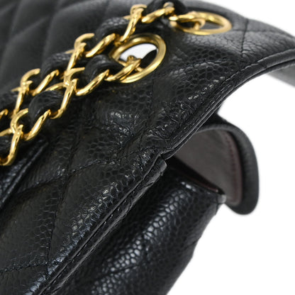Chanel Black Caviar Skin Small Classic Double Flap Shoulder Bag