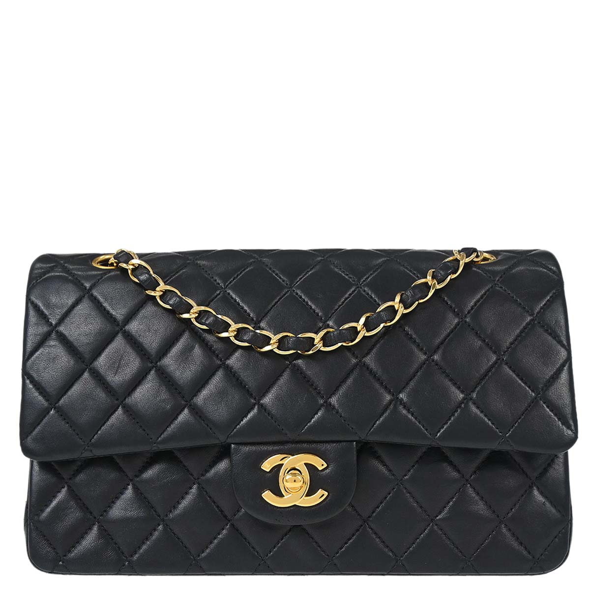Chanel Black Lambskin Medium Classic Double Flap Shoulder Bag