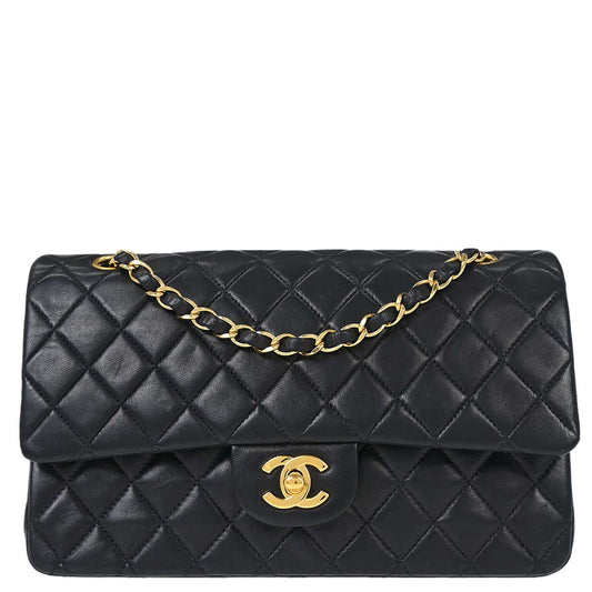 Chanel Black Lambskin Medium Classic Double Flap Shoulder Bag