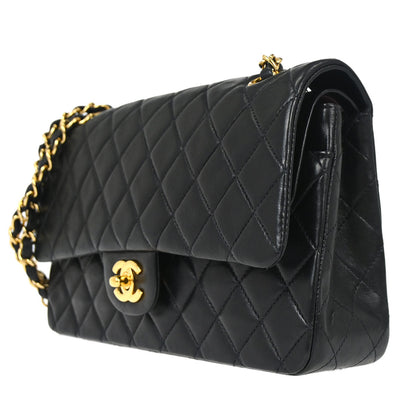 Chanel Black Lambskin Medium Classic Double Flap Shoulder Bag